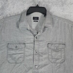 7 Diamonds Shirt Mens XL Gray Diamond Print Western Yoke Dual Flap Pockets